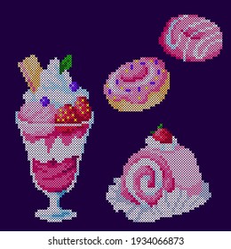 vector illustration cross stitch sweets