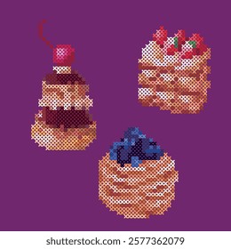 vector illustration cross stitch sweets