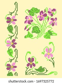 vector illustration cross stitch viola