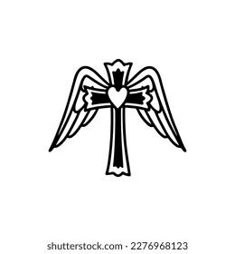 vector illustration of a cross with wings