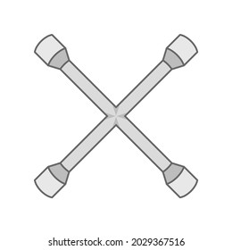 Vector illustration of a cross wrench or lug wrench. It is used to loosen or tighten lug nuts on automobile wheels. Also known as a wheel brace in UK and Australia. Scalable EPS 10 vector.