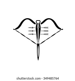 vector illustration of crossbow weapon with arrows