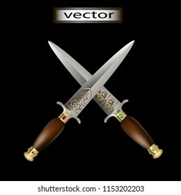 Vector illustration of crossed blades, confrontation, conflict