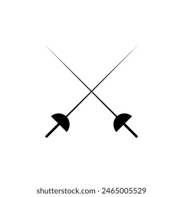 Ilustración vectorial de espada cruzada de caballero sobre fondo blanco.