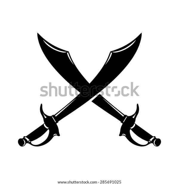 A vector\
illustration of crossed scimitars.\
Crossed Swords Icon\
Illustration.\
Two sword weapon\
icons.