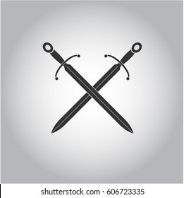 Vector Illustration of Crossed Swords in grey color
