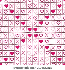 Ilustración vectorial con cruces y corazones. Patrón sin problemas para el día de San Valentín. 

