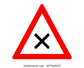 Vector illustration of a Crossroads with priority to the right Warning Traffic Sign