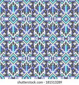 vector illustration of cross-stitched ornament.  Hand-made embroidery effect