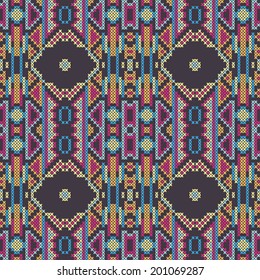 vector illustration of cross-stitched ornament. Hand-made embroidery effect
