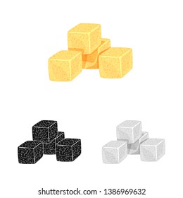 Vector illustration of croutons  and bread logo. Set of croutons  and bowl  stock symbol for web.