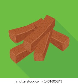Vector illustration of croutons and bread sign. Set of croutons and crackers vector icon for stock.