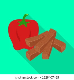 Vector illustration of croutons  and bread symbol. Set of croutons  and red stock vector illustration.