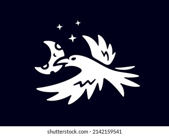 Vector illustration of a crow and cheese. Can be used for your business logo.