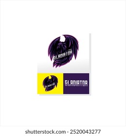 
Vector illustration of crow esport game logo design. crow named gladiator sports logo
