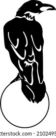 Vector illustration of a crow on the sphere.