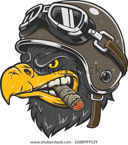 Vector illustration of a crow rider wearing a helmet in a bold and dynamic style. Perfect for car decals, stickers, t-shirt prints, mascot designs, or motorcycle-themed artwork.