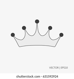 Vector illustration. Crow. White crown for the queen. Sketch. Drawing for children. Flat icon