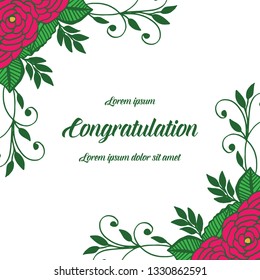 Vector illustration a crowd of beautiful leaf flower frame for greeting congratulation hand drawn