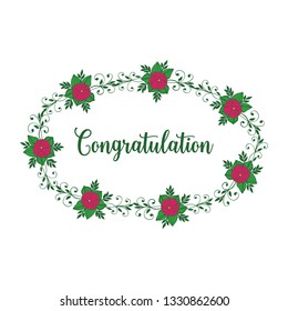 Vector illustration a crowd of beautiful leaf flower frame for greeting congratulation hand drawn