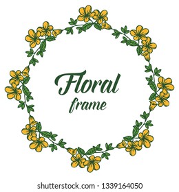 Vector illustration crowd decoration orange wreath frame hand drawn