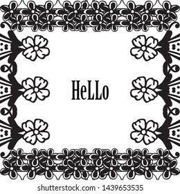 Vector illustration crowd of flower frame with various lettering hello