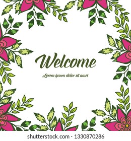 Vector illustration a crowd of flower frames very blooms with greeting card welcome hand drawn