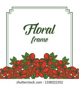 Vector illustration crowd frame floral red very beautiful hand drawn