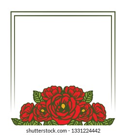 Vector illustration crowd frame flower rose red hand drawn