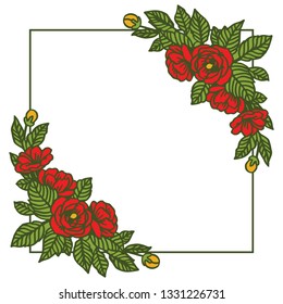 Vector illustration crowd frame flower rose red hand drawn