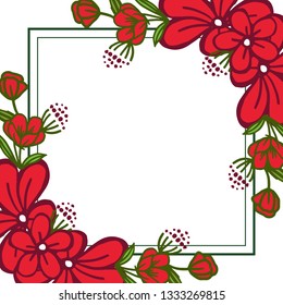 Vector illustration crowd frame flower red for greeting cards