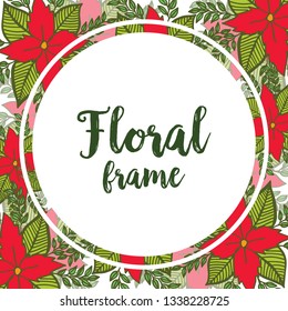 Vector illustration crowd frame flower red with background hand drawn