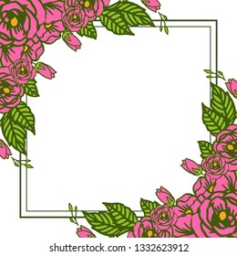 Vector illustration crowd frame flowers rose pink bloom