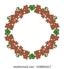 Vector illustration crowd frame wreath red for white background hand drawn