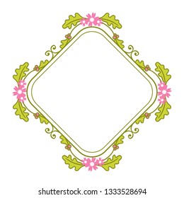 Vector illustration crowd frames flower leaf green bloom hand drawn