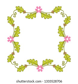 Vector illustration crowd frames flower leaf green bloom hand drawn