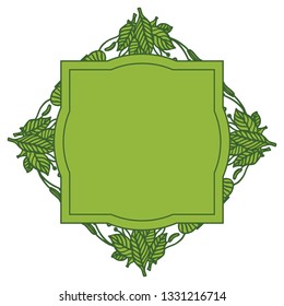 Vector illustration crowd green leaf flower frame hand drawn