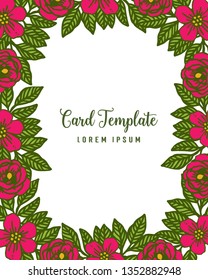 Vector illustration crowd of green leafy flower frame for card template shape hand drawn