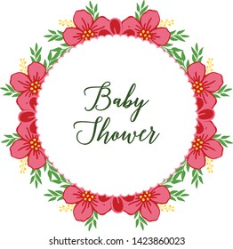 Vector illustration crowd of leaf bouquet frame with poster baby shower
