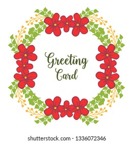 Vector illustration crowd of leaf floral frame with lettering of greeting card hand drawn