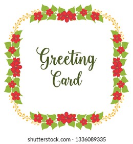 Vector illustration crowd of leaf floral frame with lettering of greeting card hand drawn