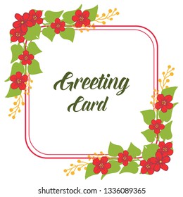 Vector illustration crowd of leaf floral frame with lettering of greeting card hand drawn