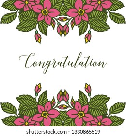 Vector illustration crowd of leaf flower frames for lettering congratulation hand drawn