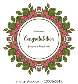 Vector illustration crowd of leaf flower frames for lettering congratulation hand drawn