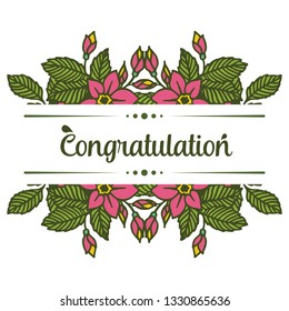 Vector illustration crowd of leaf flower frames for lettering congratulation hand drawn