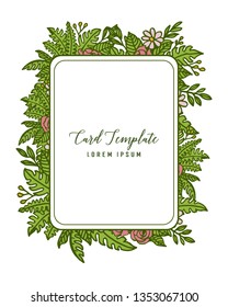 Vector illustration crowd leaf flower frame beautiful for vintage card template style