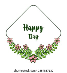 Vector illustration crowd of leaf flower frame for lettering happy day hand drawn