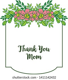 Vector illustration crowd of leaf flower frame with card thank you mom