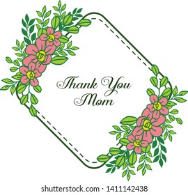 Vector illustration crowd of leaf flower frame with card thank you mom
