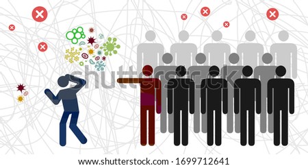 vector illustration of crowd people bullying and mocking infected person 